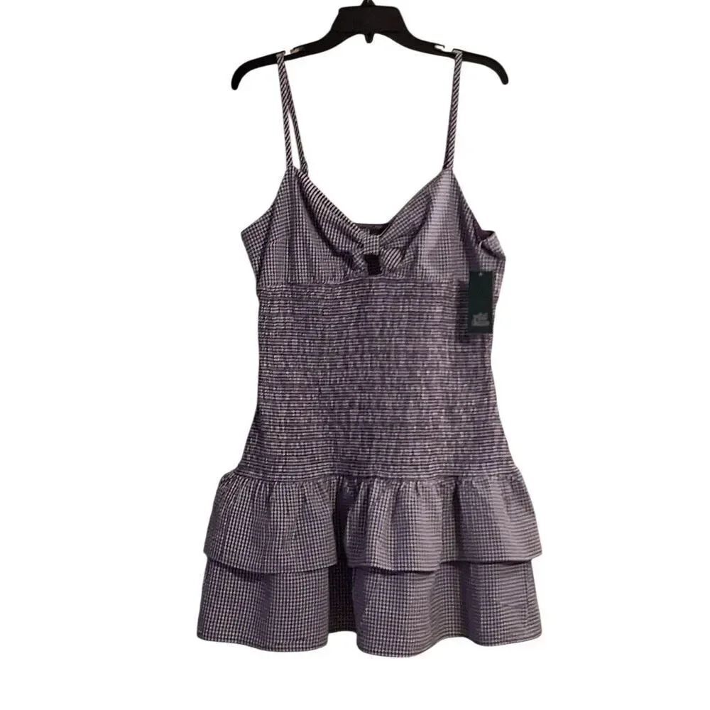 Wild Fable Game Day Womens Ruffled Gingham XL Purple Dress Retail 30.00